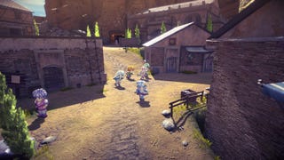 Star Ocean: The Second Story R gameplay showing the party in town