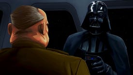 Darth Vader points at a lackey in a remastered cutscene from Star Wars: Dark Forces Remaster
