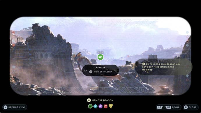 A view through BD-1’s visor in Star Wars Jedi: Survivor.