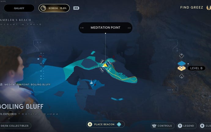 Part of the map of Koboh in Jedi: Survivor.