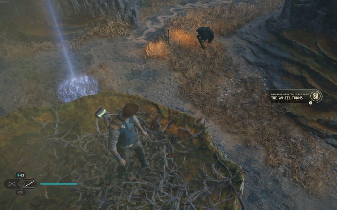 Cal scans a new databank entry in Jedi: Survivor.