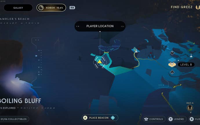 Part of the map of Koboh in Jedi: Survivor.