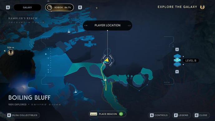 Part of the map of Koboh in Jedi: Survivor.