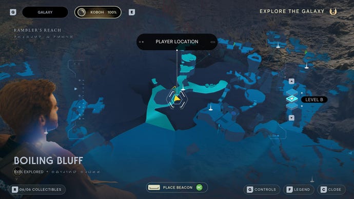 Part of the map of Koboh in Jedi: Survivor.