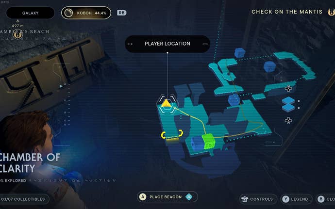 Part of the map of Koboh in Jedi: Survivor.