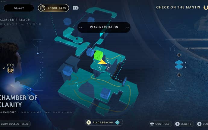 Part of the map of Koboh in Jedi: Survivor.