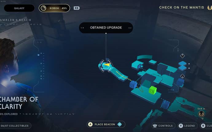 Part of the map of Koboh in Jedi: Survivor.