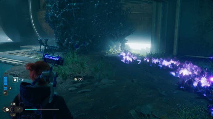 Cal Kestis uses the Koboh Grinder to create a path to the first Koboh mass in the Star Wars Jedi: Survivor Chamber of Connection.