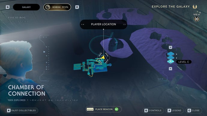 Part of the map of Koboh in Jedi: Survivor.