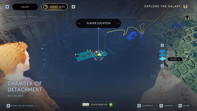 Part of the map of Koboh in Jedi: Survivor.