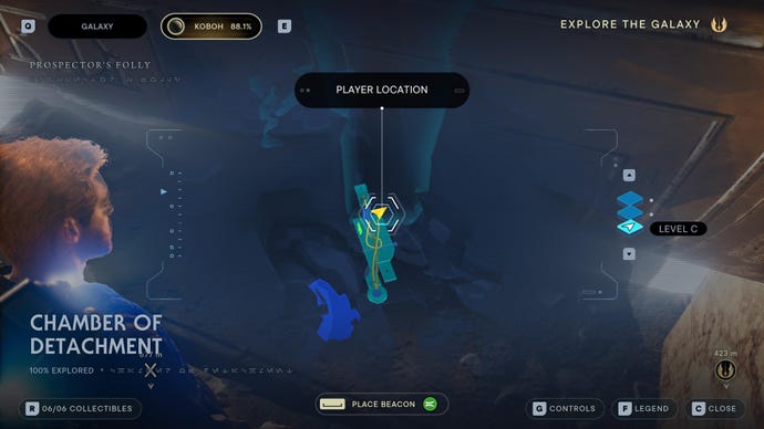 Part of the map of Koboh in Jedi: Survivor.