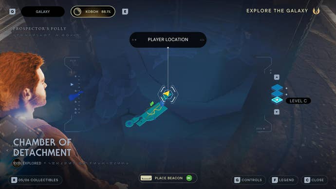 Part of the map of Koboh in Jedi: Survivor.