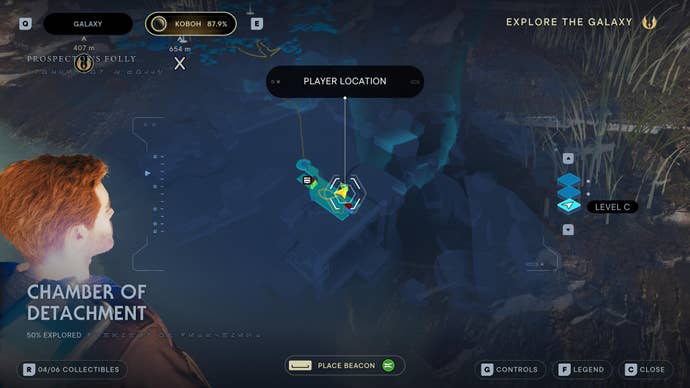 Part of the map of Koboh in Jedi: Survivor.