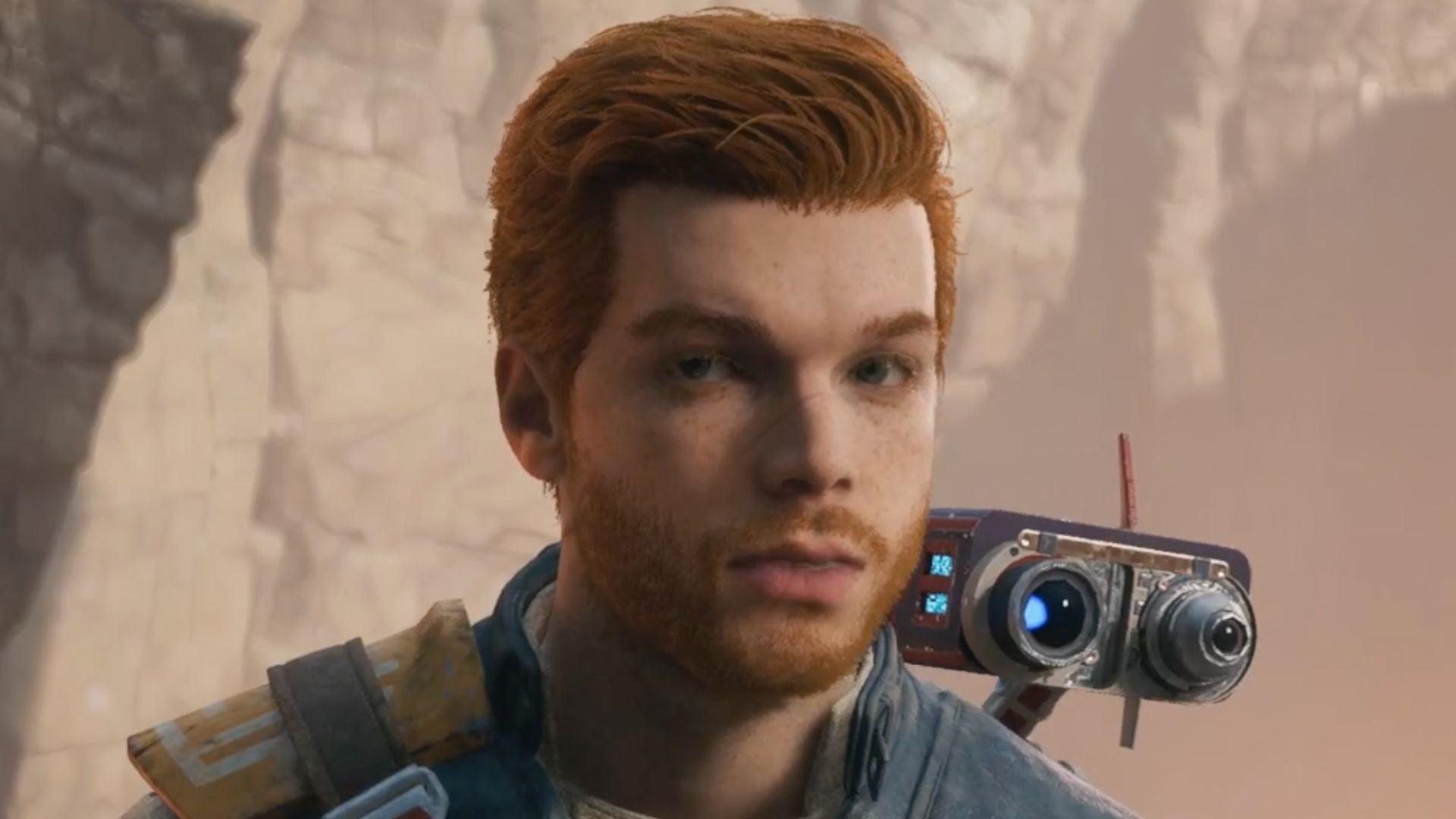 Close up of Cal Kestis in Star Wars Jedi: Survivor.