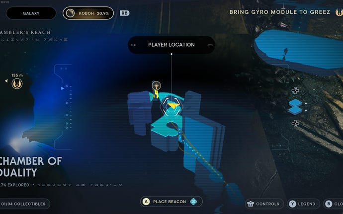 Part of the map of Koboh in Jedi: Survivor.