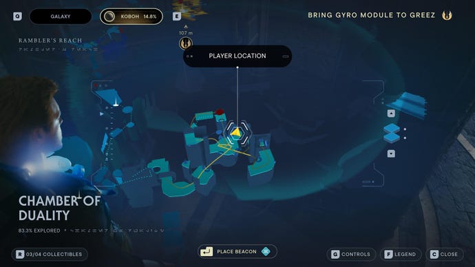 Part of the map of Koboh in Jedi: Survivor.