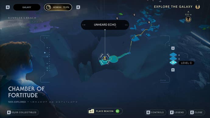 Part of the map of Koboh in Jedi: Survivor.