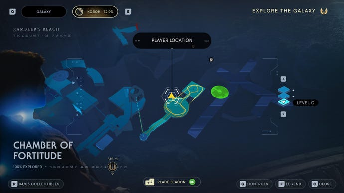 Part of the map of Koboh in Jedi: Survivor.