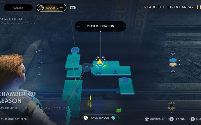 Part of the map of Koboh in Jedi: Survivor.