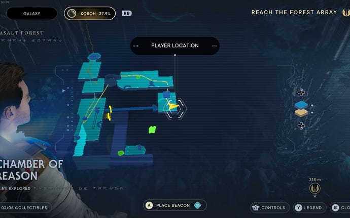 Part of the map of Koboh in Jedi: Survivor.