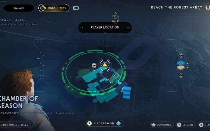 Part of the map of Koboh in Jedi: Survivor.