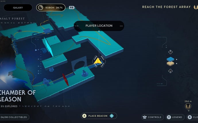 Part of the map of Koboh in Jedi: Survivor.