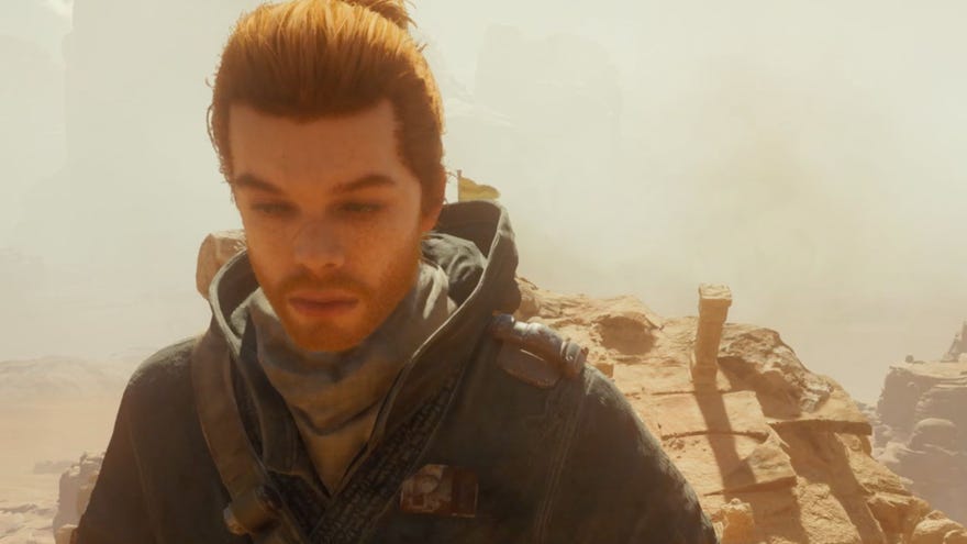 Cal Kesis in front of the Star Wars Jedi: Survivior Crypt of Uhrma puzzle solution.