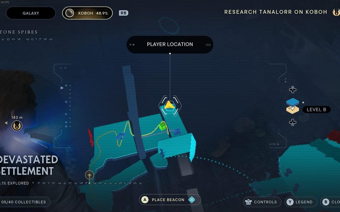 Part of the map of Koboh in Jedi: Survivor.