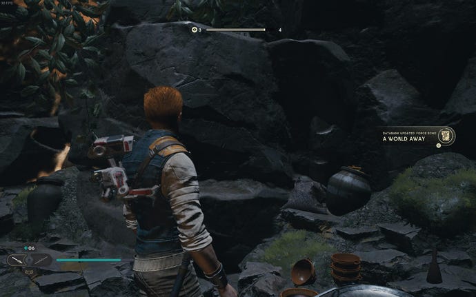 Cal approaches a Force Echo on Koboh in Jedi: Survivor.