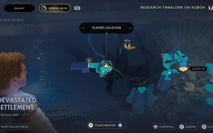 Part of the map of Koboh in Jedi: Survivor.