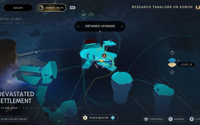 Part of the map of Koboh in Jedi: Survivor.