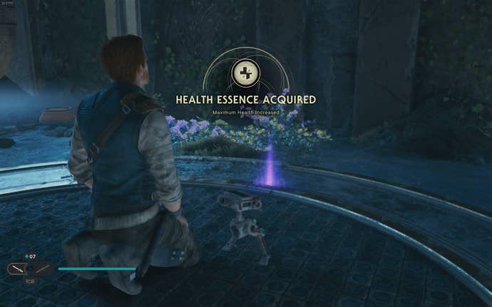 Cal obtains a Health Essence in the Devastated Settlement on Koboh in Jedi: Survivor.