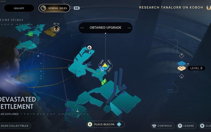 Part of the map of Koboh in Jedi: Survivor.