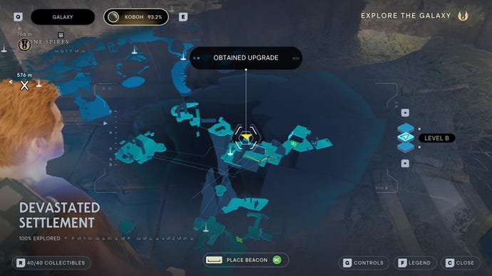 Part of the map of Koboh in Jedi: Survivor.