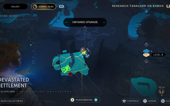 Part of the map of Koboh in Jedi: Survivor.