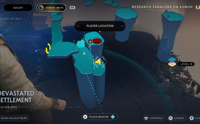 Part of the map of Koboh in Jedi: Survivor.