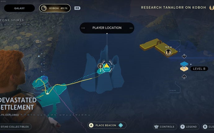 Part of the map of Koboh in Jedi: Survivor.