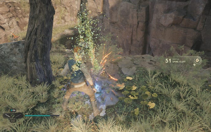 Cal slashes a plant on Koboh in Jedi: Survivor.