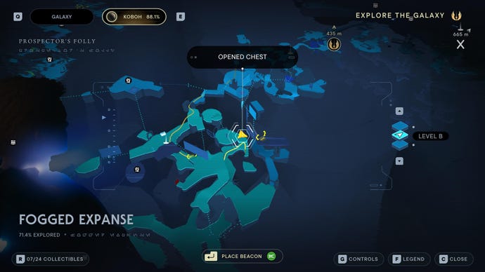 Part of the map of Koboh in Jedi: Survivor.