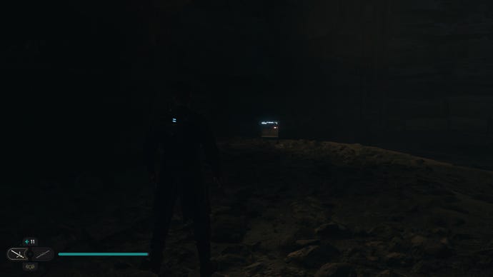 Cal approaches and picks up a collectible item on Koboh in Jedi: Survivor.