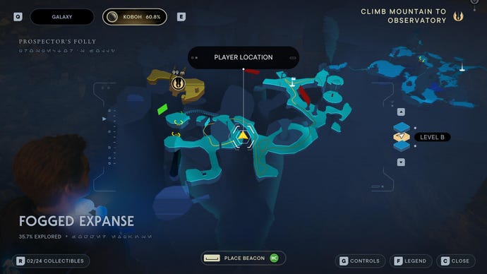 Part of the map of Koboh in Jedi: Survivor.