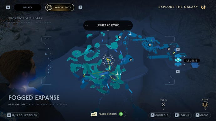 Part of the map of Koboh in Jedi: Survivor.