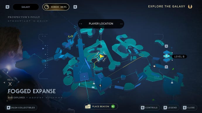 Part of the map of Koboh in Jedi: Survivor.