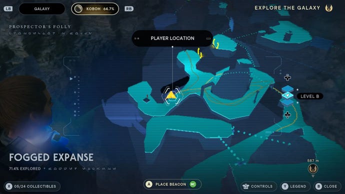 Part of the map of Koboh in Jedi: Survivor.