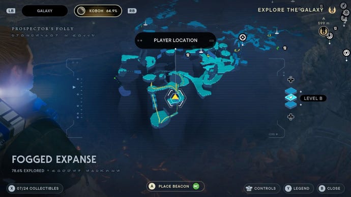 Part of the map of Koboh in Jedi: Survivor.