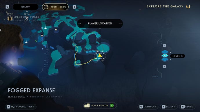 Part of the map of Koboh in Jedi: Survivor.