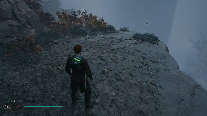 Cal approaches and picks up a collectible item on Koboh in Jedi: Survivor.