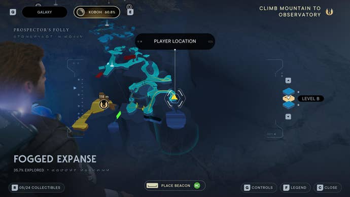 Part of the map of Koboh in Jedi: Survivor.