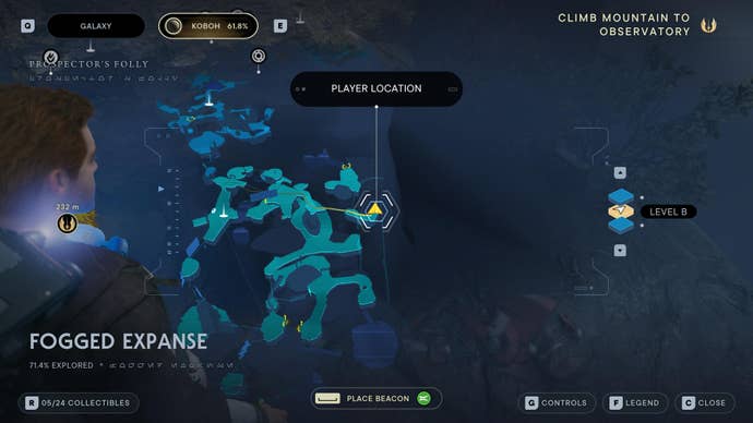 Part of the map of Koboh in Jedi: Survivor.