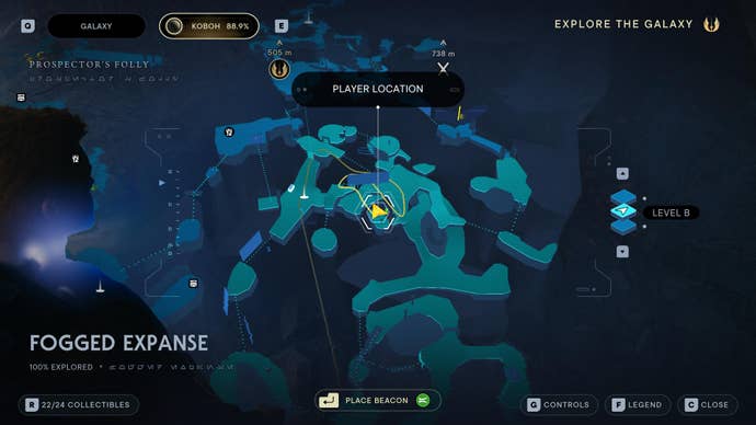 Part of the map of Koboh in Jedi: Survivor.